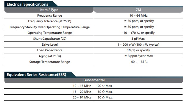 7M晶振规格书