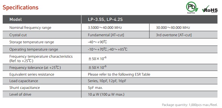 LP-3.5S晶振规格书